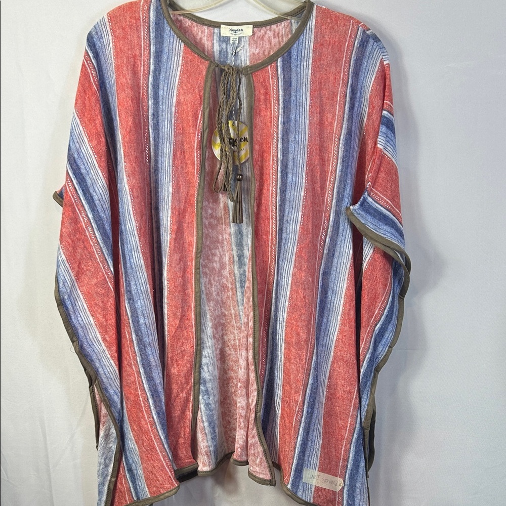 Hayden Red and Blue Striped Cape Size S/M